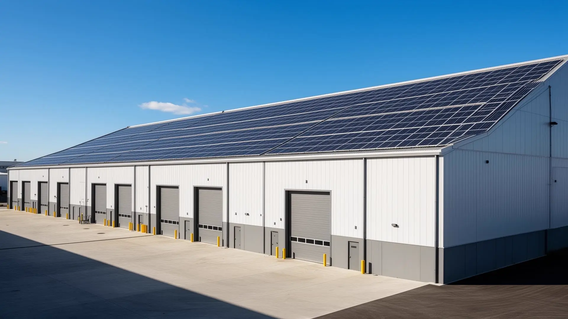 Industribyggnad med solcellsanläggning på taket